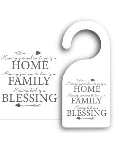 Door hangers with home, family and blesing design.