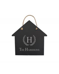 Personalised house shaped slate sign for the family