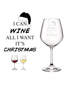 I can wine all I want to Christmas gift wine glasses