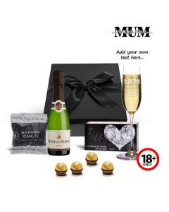 Sparkling wine and treats gift box personalised for mum