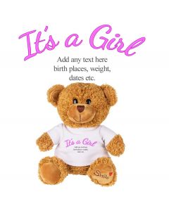New baby girl personalised gift teddy bear