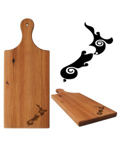 Rimu wood platter boards with engraved Kiwiana Koru themed New Zealand Islands design.