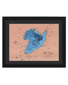 Lake Taupo layered topographic map wall hung frame