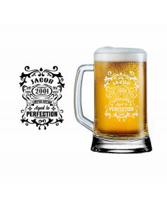Birthday gift personalised beer glasses with a stylish limited edition design.