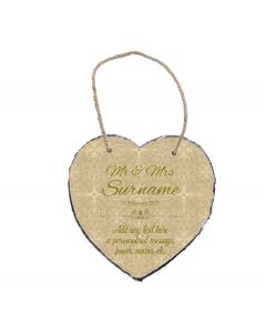 Heart shaped photo slate for wedding or anniversary gifts