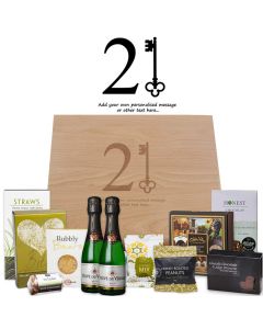 Luxury sparkling wine and gourmet treat gift boxes for 21st birthday gifts for women.