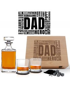 Luxury wood box decanter gift set for dad's