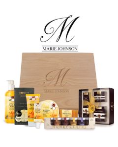 Manuka Honey luxury gift box with personalised initial and name design for women.