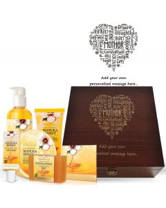 Manuka Honey box sets with personalised mum themed word cloud design.