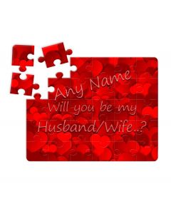 Marriage proposal personalised jigsaw puzzle.