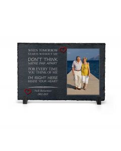 Personalised memorial gift slate photo frame.