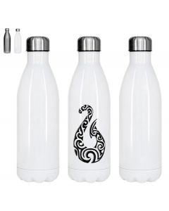Reusable drinks bottle with Maori hook design