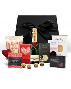 Luxury gift box with Champagne and gourmet treats.