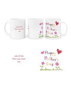 Happy mother's day gift mug with children's drawing design
