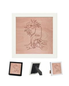 Personalised wood frame with engraved mother and children hands