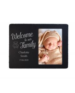 Personalised slate photo frame for new baby gifts