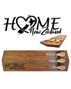Rimu wood cheese board gift set engraved New Zealand Home love design