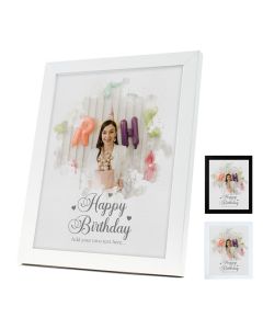 Personalised happy birthday photo frames with a water colour painting effect.