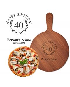 Laser engraved personalised wood pizza boards for birthday gifts