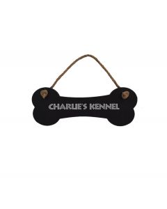 Personalised slate sign in the shape of a dog's bone