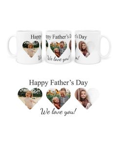 Happy father's day photo mug with love heart design