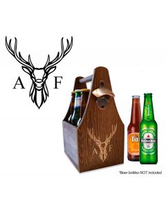Beer caddy with personalised Stag head design