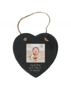 Heart shaped hanging slate photo frame gift