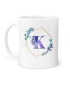 Monogrammed personalised coffee mugs flower themed design