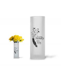Personalised frosted glass vase in loving memory