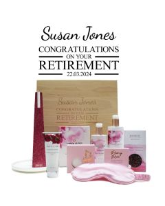 Personalised hardwood luxury gift boxes for women's retirement gift in New Zealand.