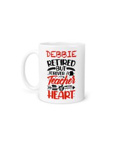 Retirement gift mug for teachers with love design and personalised.
