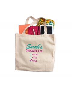 Personalised wine shopping tote bag