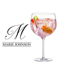 Crystal bowl Gin glasses personalised with initial and name.