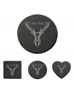 Personalised slate coasters with stag design