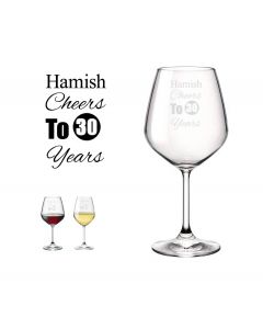 Cheers to 30 years personalised wine glass for birthdays and anniversaries