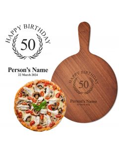 Personalised wood pizza boards for 50th birthday presents