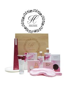 Personalised luxury hamper gift boxes with Linden Leaves, Living Light and Honest Chocolate