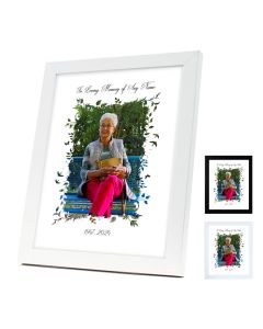 Personalised remembrance photo frames with dove overlay design