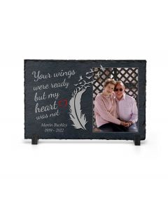 Personalised remembrance slate photo frame.