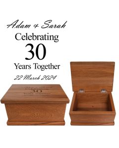 Engraved Rimu wood keepsake boxes for couple's wedding anniversaries in New Zealand