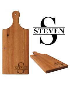 Reclaimed Rimu wood platter food board engraved with initial and name through the center