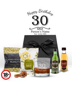 Personalised happy birthday Scotch Whisky gift boxes with treats