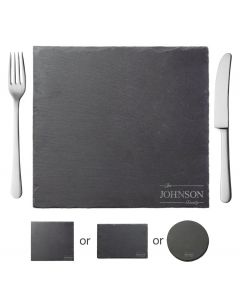 Personalised slate placemats for a new home gift