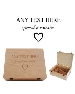 Personalised luxury keepsake boxes with engraved love heart design.