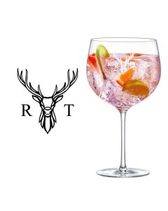 Stag design crystal Gin glasses with initials