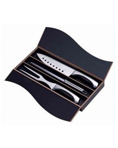 Stainless steel carving knife gift set in presentation box.