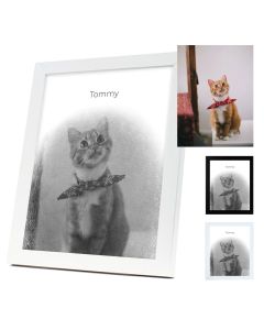 Pet photo frames with stencil effect and name