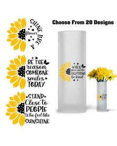 Flower vases with sunflower affirmation designs