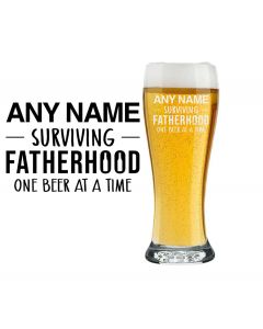 beer glass surviving fatherhood personalised