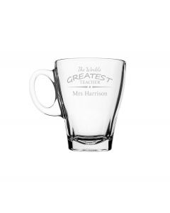 Personalised glass tea cup for teachers